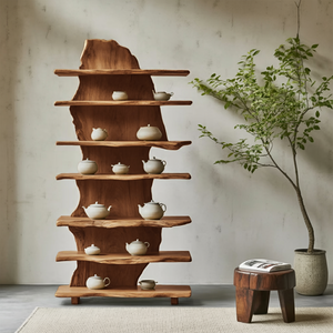 Rustic Solid Wood Standing Shelf For Entryway Design Ideas