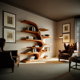 Handcrafted Curved Bookshelf For Living Room Furniture