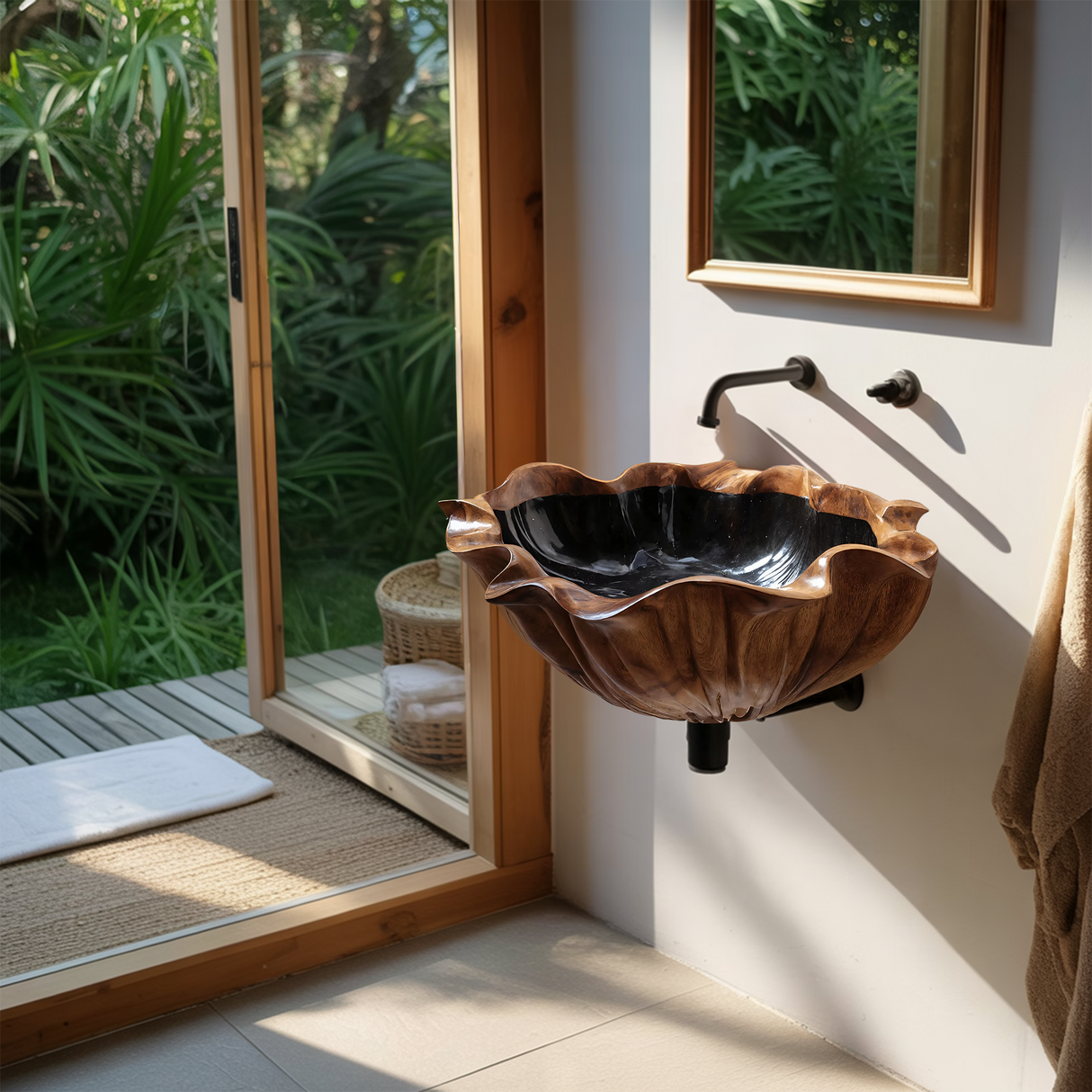 Farmhouse Live Edge Wood Vanity Sink For Timeless Bathroom Decor