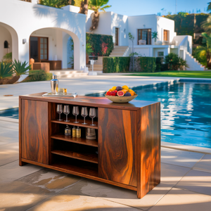 Modern Outdoor Bar Cabinet With Wine Storage For Patio