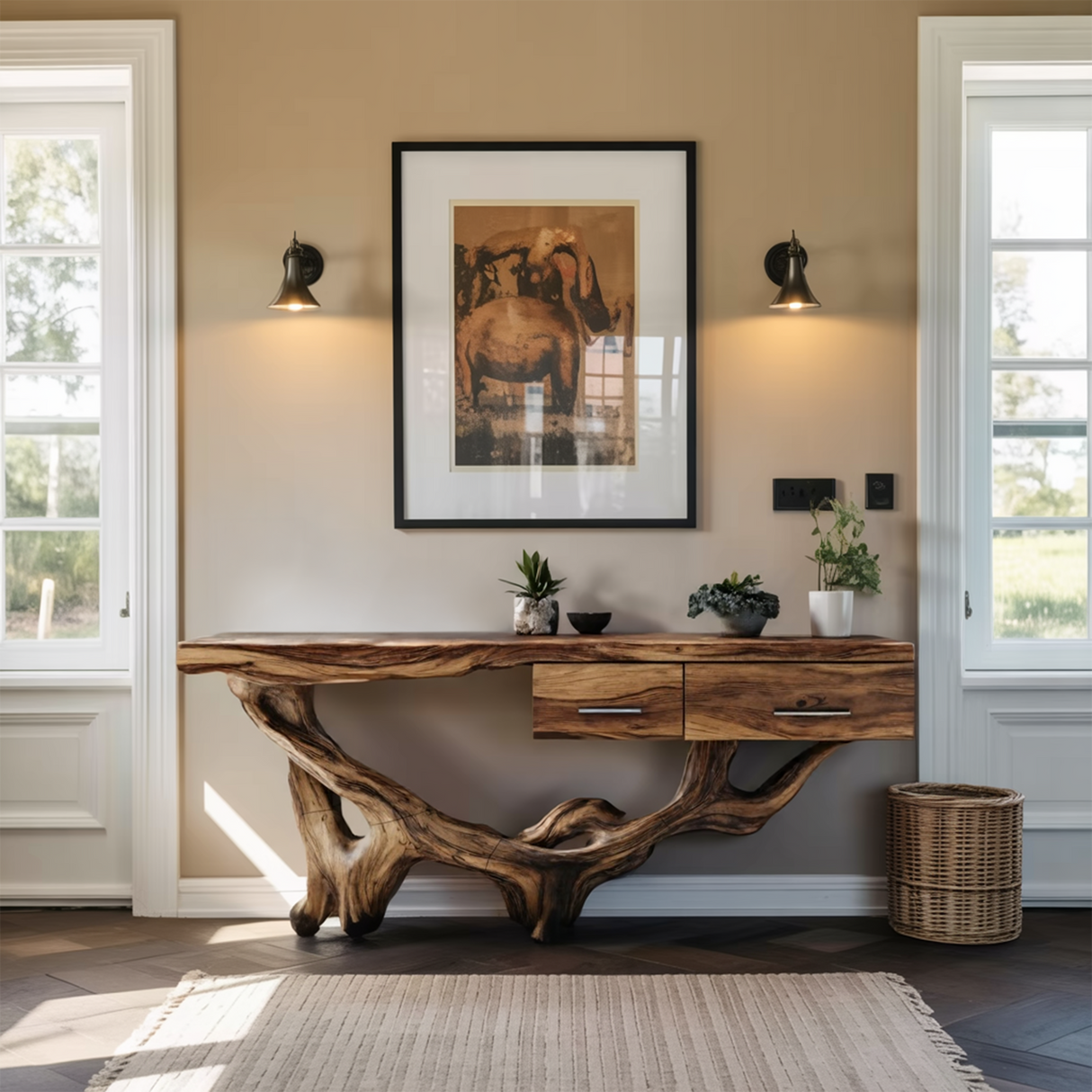 Rustic Wooden Console Table For Furniture Decor Vintage Farmhouse