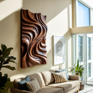 Contemporary Wall Art Piece Large Carved For Home Decor