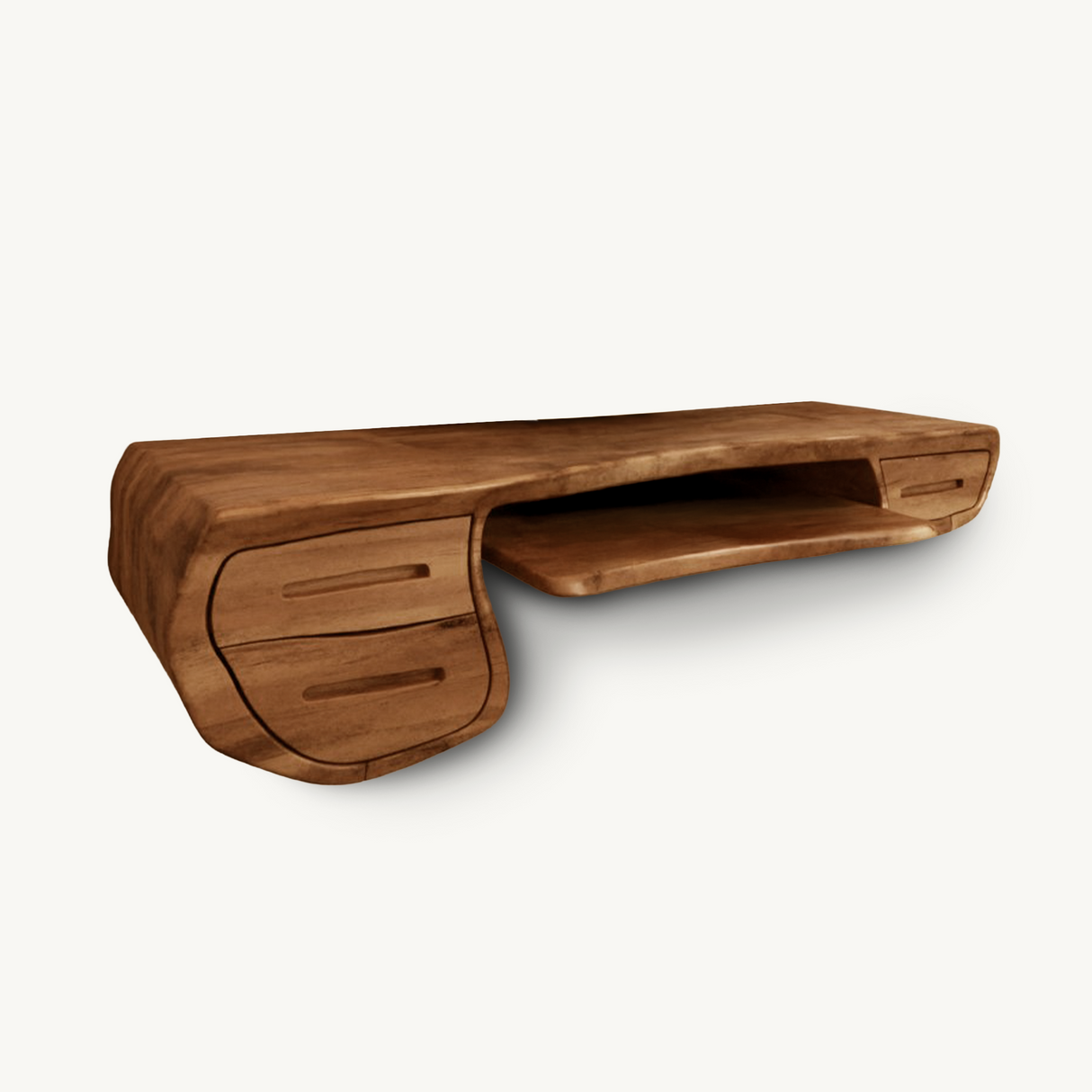 Floating Sculptural Desk With Drawers For Home Office And Studio
