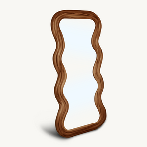 Wavy Frame Full Length Mirror Wall Mounted For Bedroom And Living Room