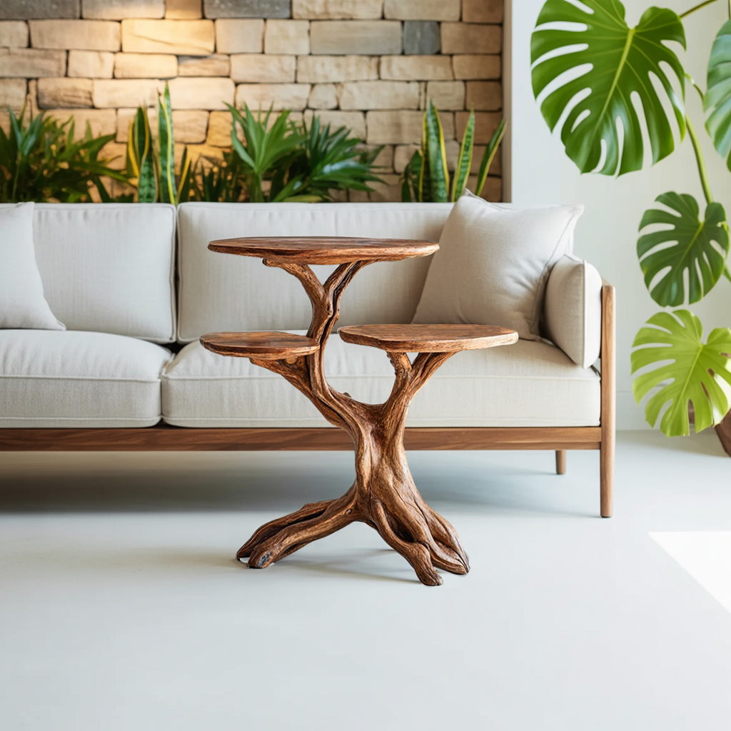 Farmhouse Solid Wood End Table For Living Room Space