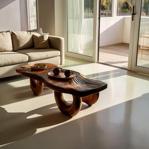 Mid Century Wooden Live Edge Coffee Table For Living Room