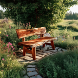 Live Edge Outdoor Wood Bench For Patio And Backyard