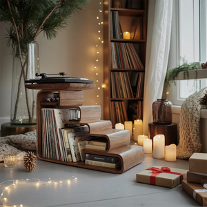 Handcrafted Record Stand For Living Room Vintage Christmas