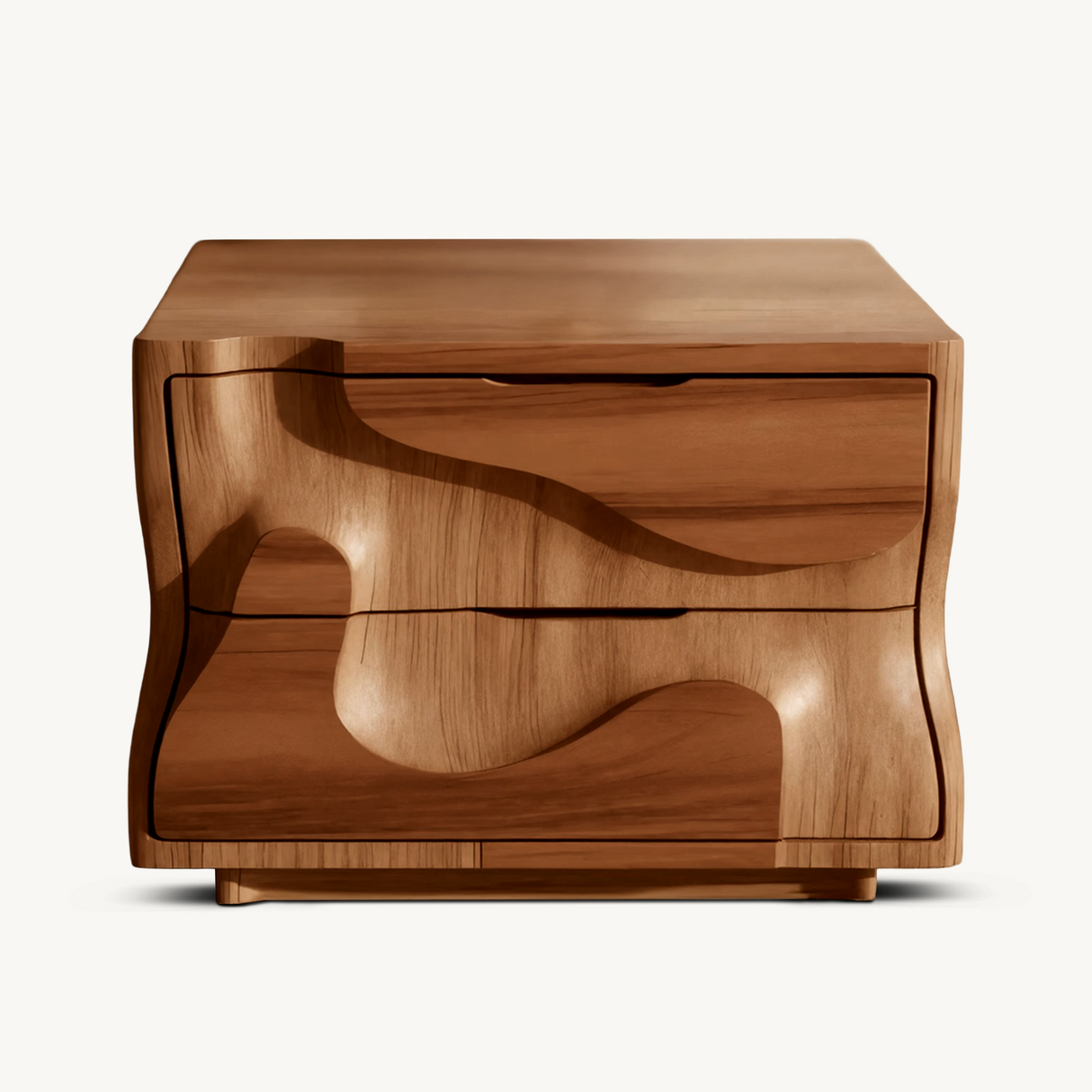 Modern Wavy Nightstand with Carved Drawer Cabinet For Bedroom And Living Room