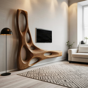 Artistic Organic Wall Mounted Media Console For Living Room
