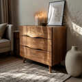 Modern Wooden Cabinet With Curved Handles For Bedroom Storage