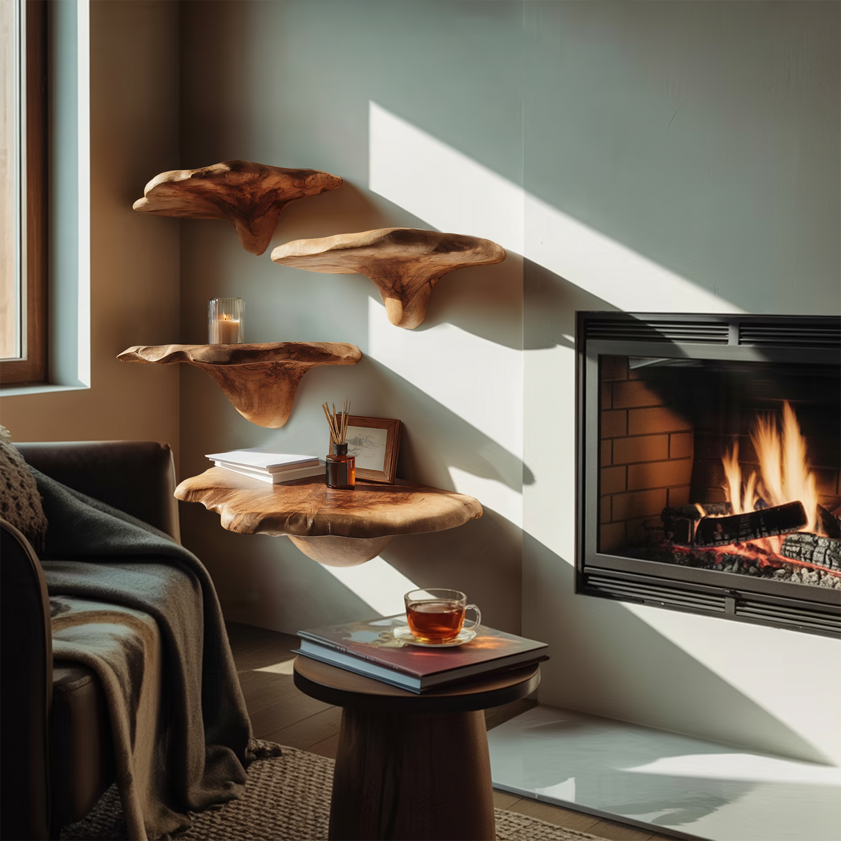 Mid Century Live Edge Mushroom Shelf For Stylish Furniture Decor