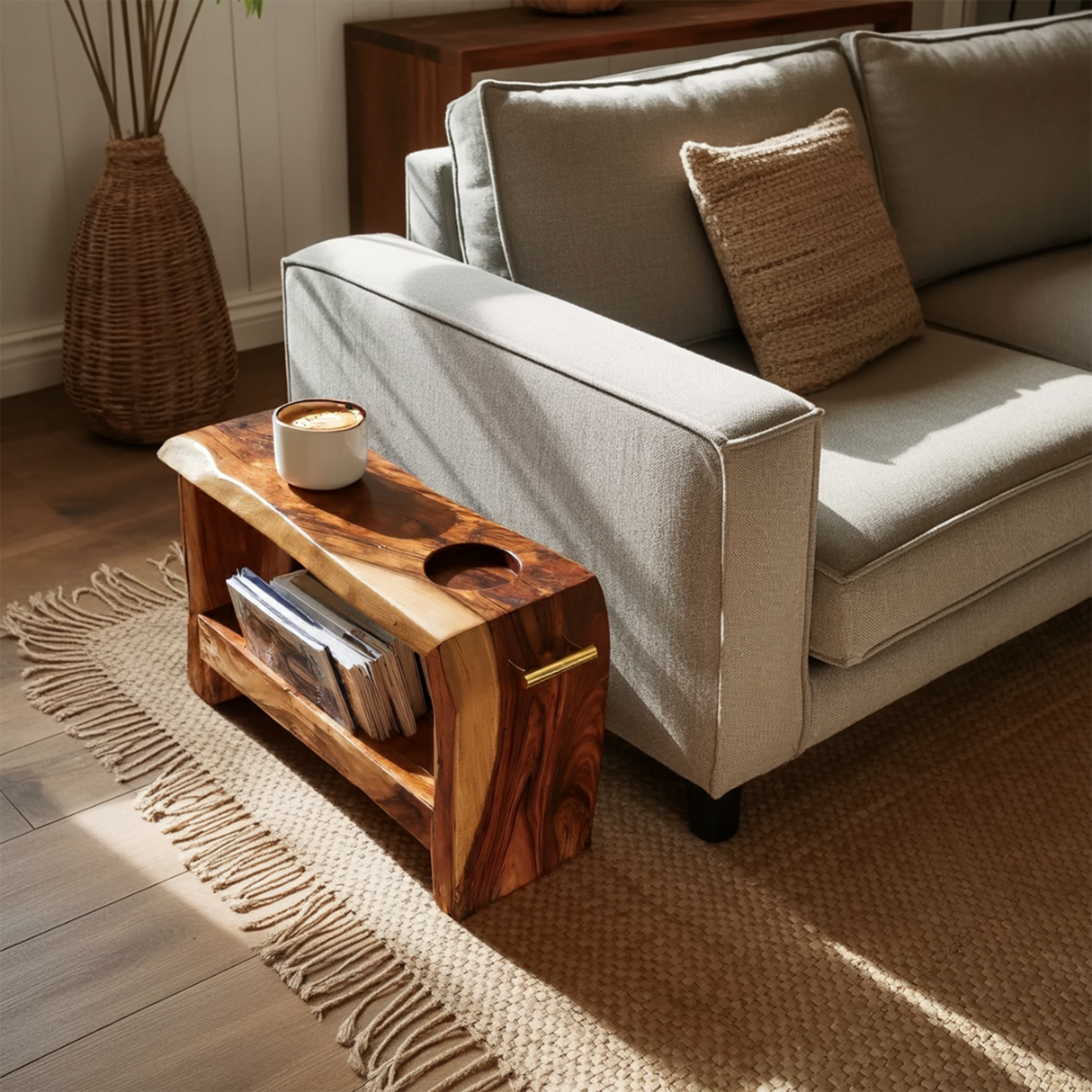 Mid Century Wooden Side Table For Living Room Decor
