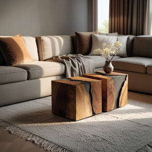 Modern Solid Wood Cube Coffee Table For Furniture Decor
