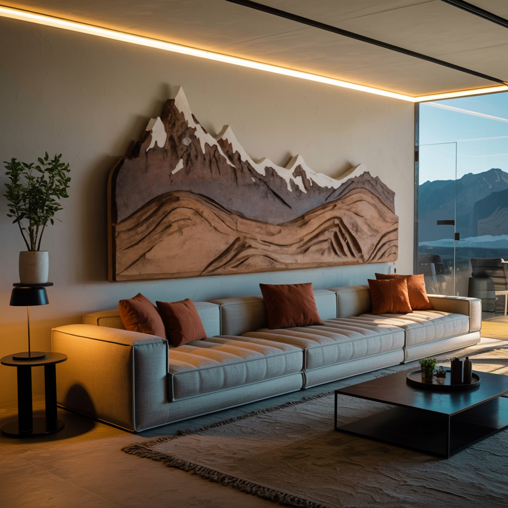 Mountain Wall Art Carving For Living Room And Nature Inspired Home