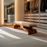Modern Sculptural Wooden Bench For Bedroom Decor