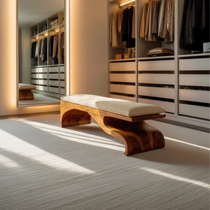 Modern Sculptural Wooden Bench For Bedroom Decor