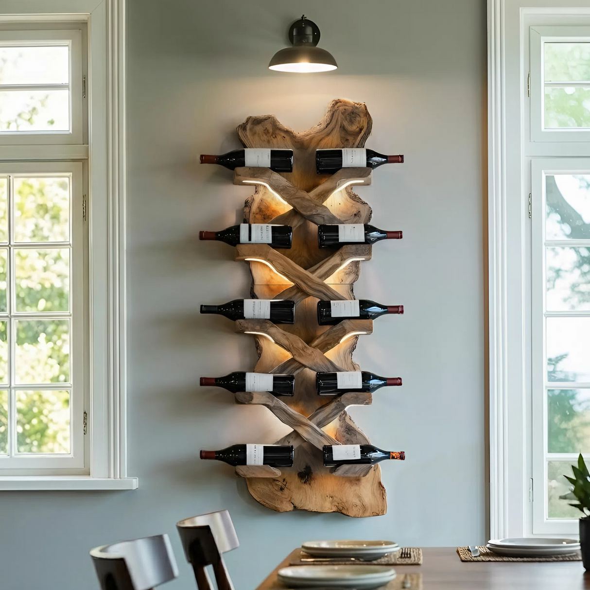 Handcrafted Solid Wood Wine Rack For Bar Decor And Storage