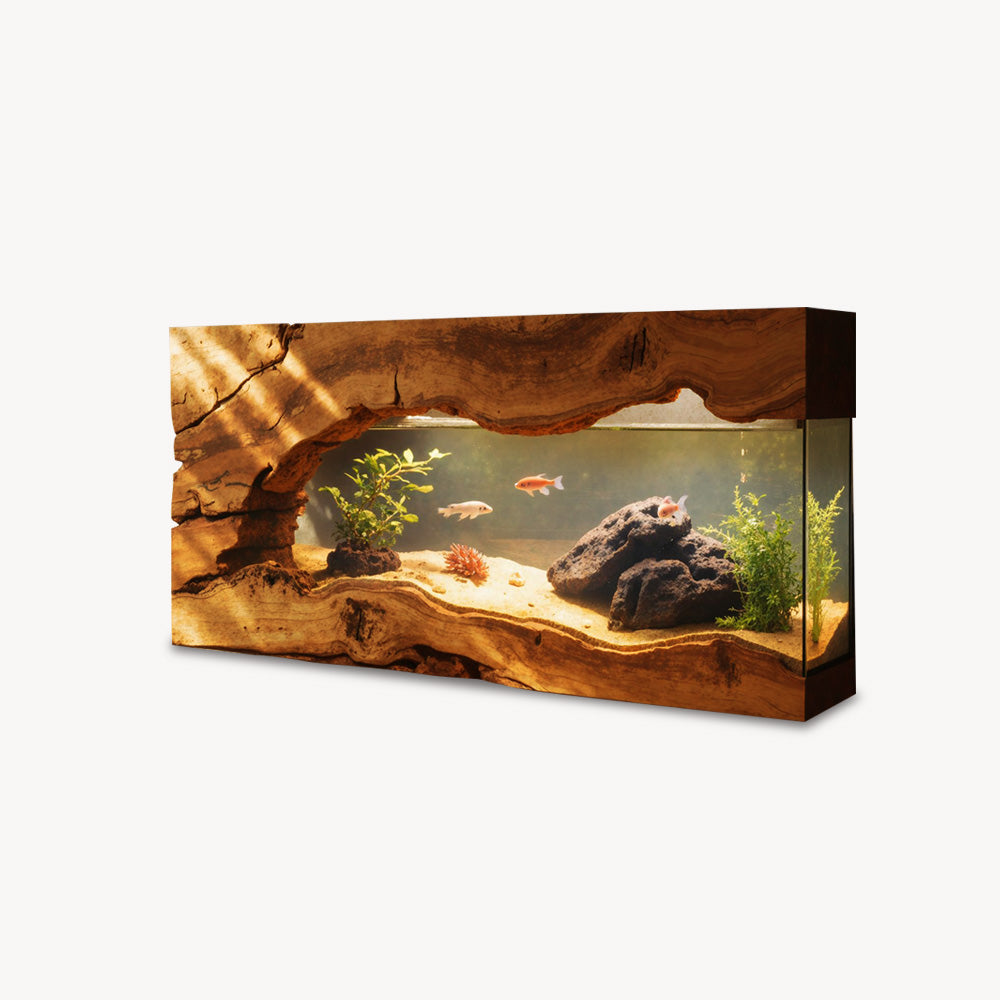 Wall Mounted Aquarium With Driftwood Frame For Living Room And Office
