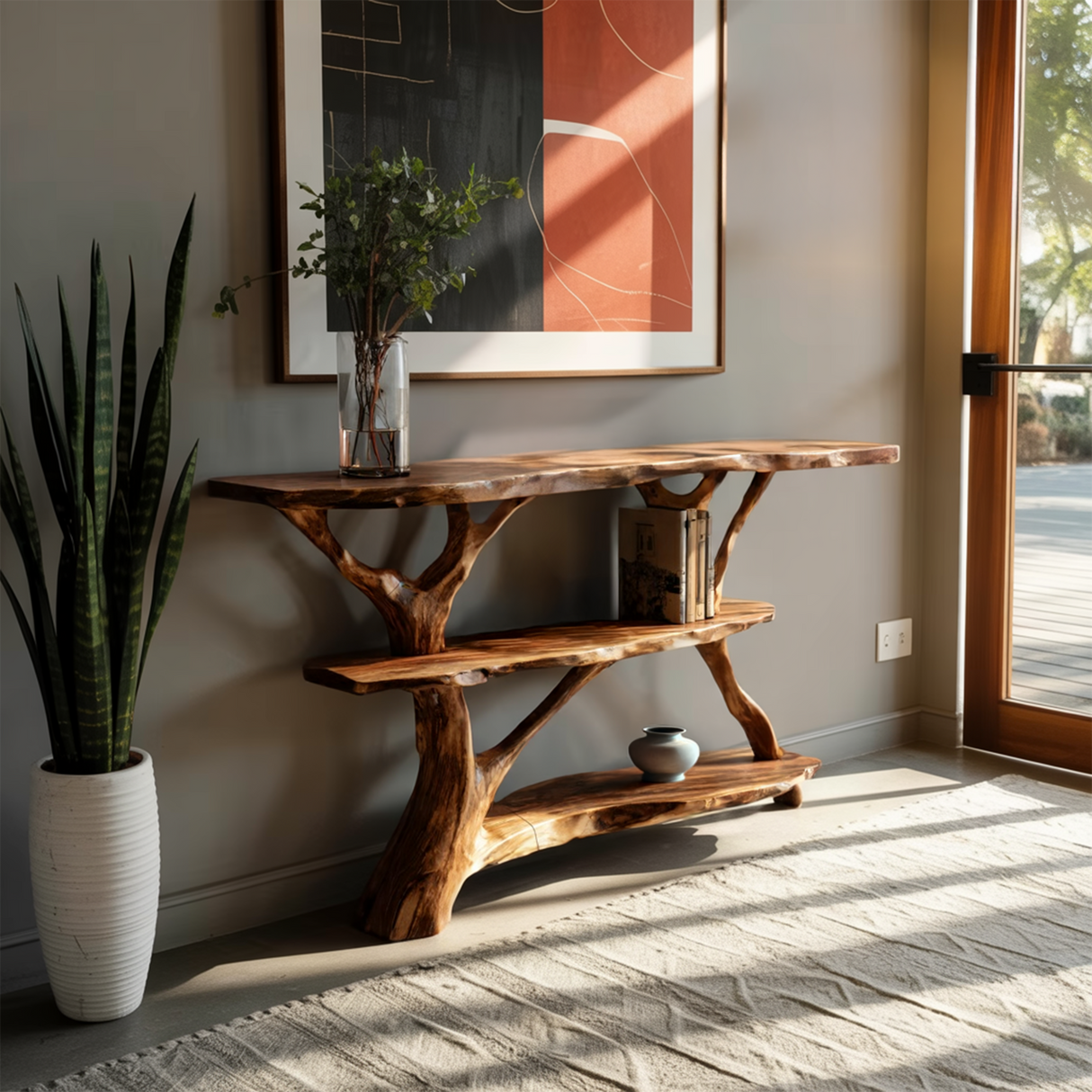 Farmhouse Solid Wood Console Table For Modern Rustic Furniture Style