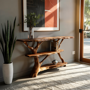 Farmhouse Solid Wood Console Table For Modern Rustic Furniture Style