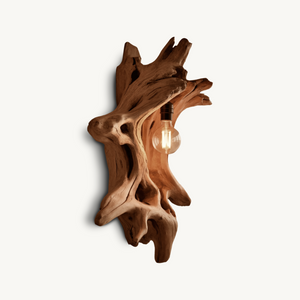 Driftwood Wall Lamp With Carved Form For Rustic Modern Living Room