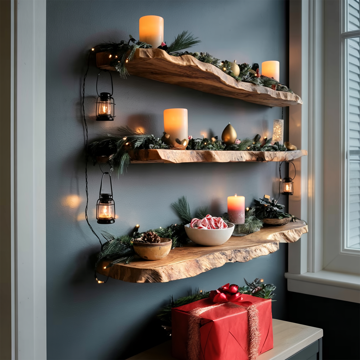 Mid Century Solid Wood Floating Shelf For Stylish Holiday Bedroom Decor