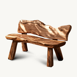 Rustic Live Edge Garden Bench For Patio Backyard And Forest Cabin