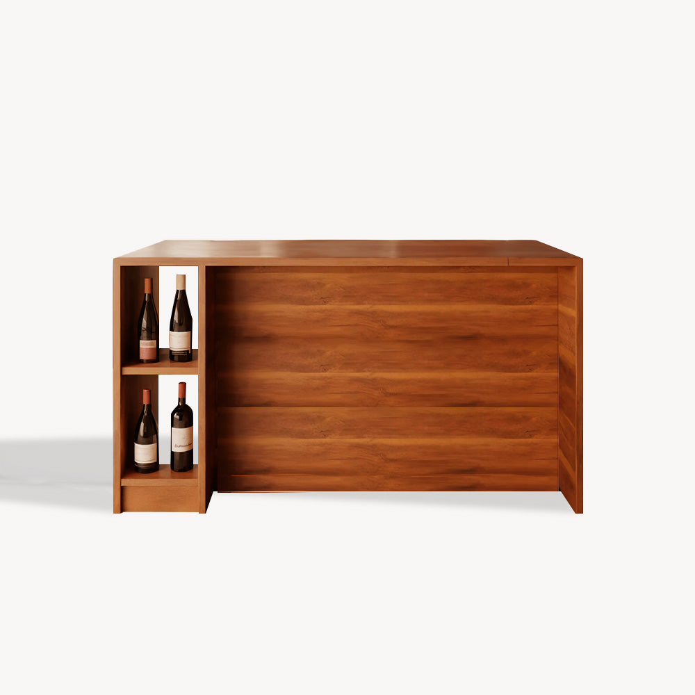 Contemporary Warm Wood Bar Table With Storage For Kitchen Or Breakfast Nook