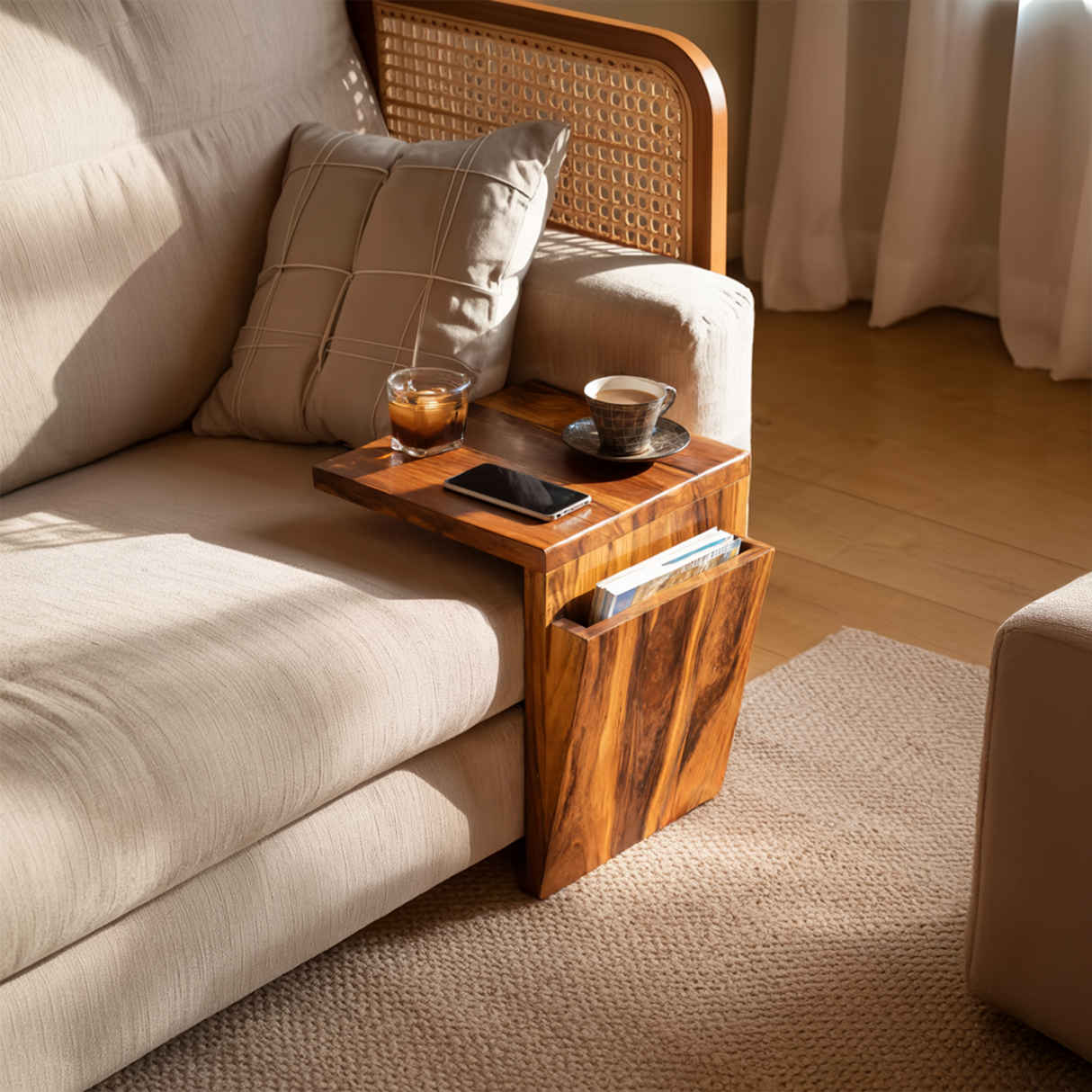 Handcrafted Live Edge Armrest For Unique Sofa Style