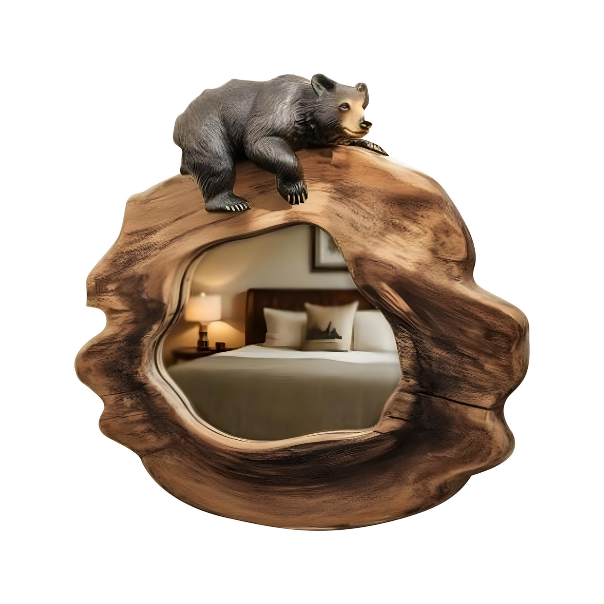 Rustic Bear Wall Mirror for Cabin Decor In Entryway