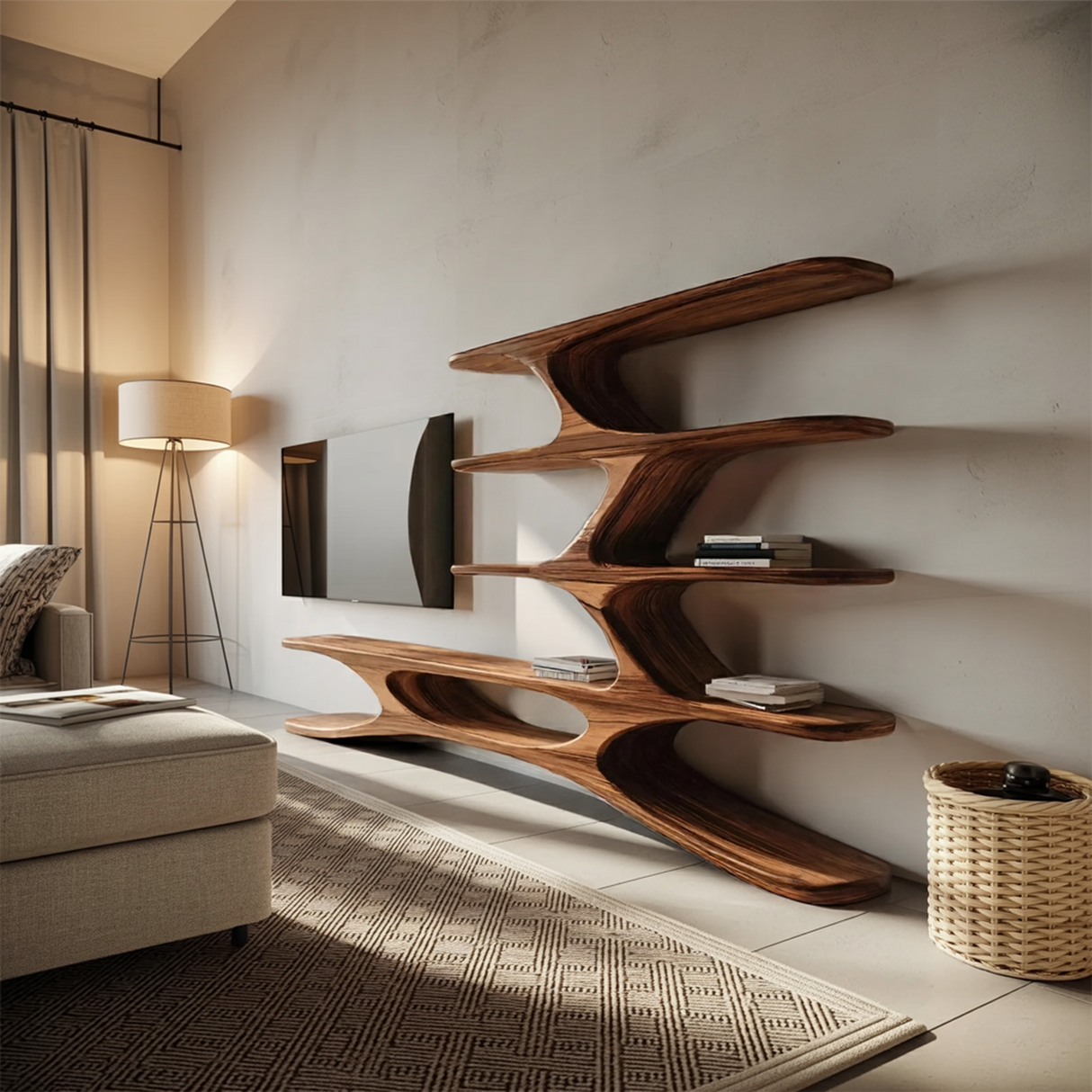 Organic TV Cabinet Branches Design For Contemporary Home Decor