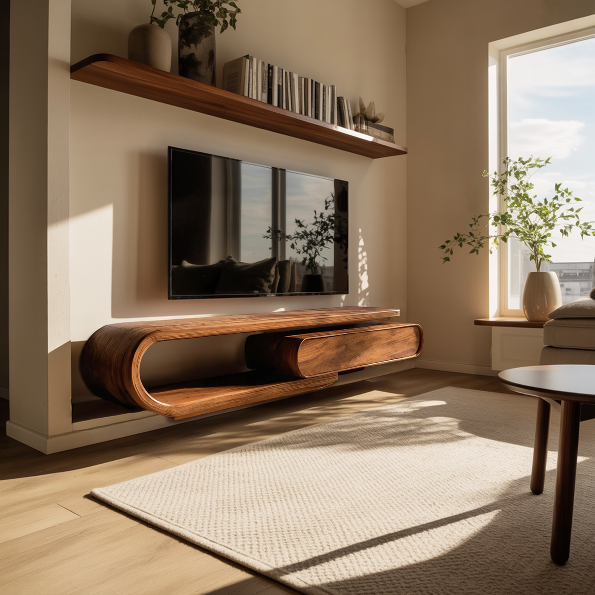 Organic Curved TV Cabinet For Modern Home