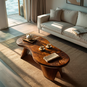 Farmhouse Irregular Abstract Coffee Table For Living Room