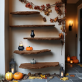 Farmhouse Live Edge Floating Shelf For Living Room Warm Halloween Accent