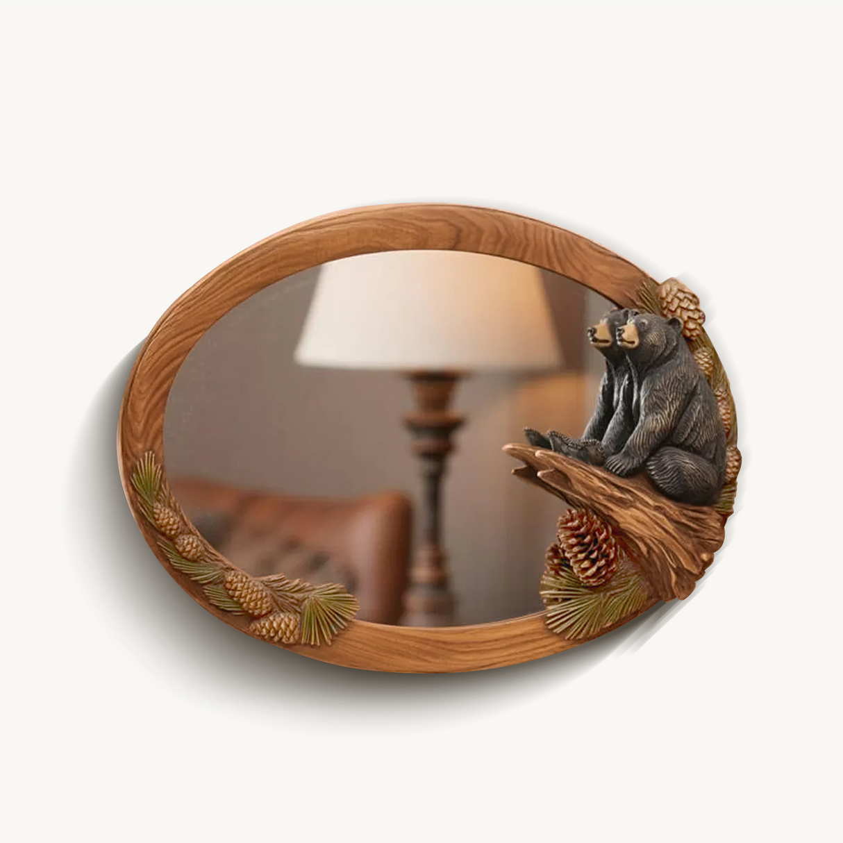 Rustic Bear Mirror Wall Decor For Cozy Cabin Entryway