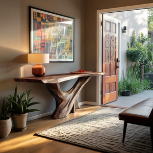 Mid Century Live Edge Console Table Artistic Wood For Furniture Decor