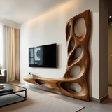 Modern Sculptural TV Wall Console For Living Room Decor