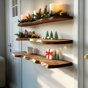 Farmhouse Solid Wood Floating Shelf For Christmas Bedroom Wall Decor