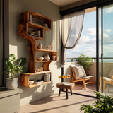 Industrial Natural Wood Wall Rack For Entryway Storage Display