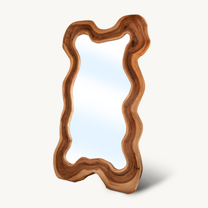 Organic Full Length Mirror With Wavy Frame For Entryway Bedroom And Living Room