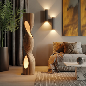 Organic Sculptural Twisted Floor Lamp For Living Room Or Bedroom