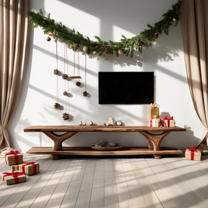 Mid Century Solid Wood TV Console For Christmas Bedroom And Entryway