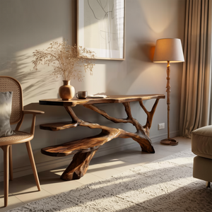 Handcrafted Live Edge Entryway Table For Bedroom Rustic Home Interior