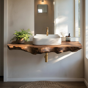 Farmhouse Bathroom Vanity In Solid Oak Wood Style