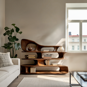 Modern Sculptural Standing Shelf For Living Room