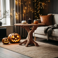 Rustic Wooden End Table For Entryway Design Halloween Wall Display