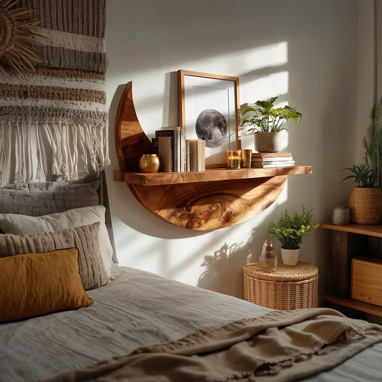 Handcrafted Rustic Wooden Wall Mount Shelf For Entryway Storage