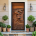 Coastal Wave Carved Door For Front Entrance And Modern Villa