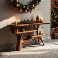 Mid Century Solid Wood Console Table For Entryway Design Winter Christmas